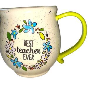 Tag best teacher ever floral speckled tea coffee mug cup16 oz.
